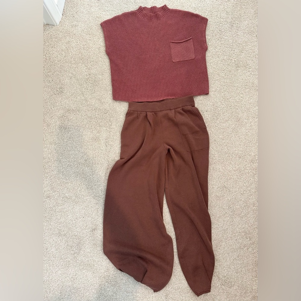 Free People Freya sweater set, Size Small in Withered Rose